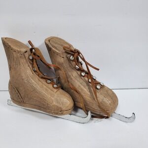 Vintage SCF Seasons of Cannon Falls Wooden Ice Skates Handcarved Christmas Decor